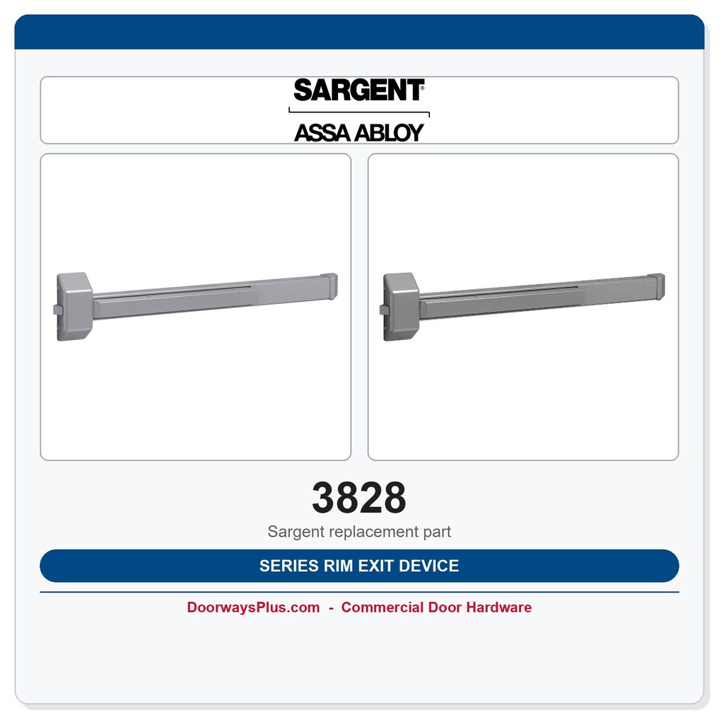 Sargent 3828 Series Rim Exit Device | Wide Stile Panic Hardware ANSI Grade 1