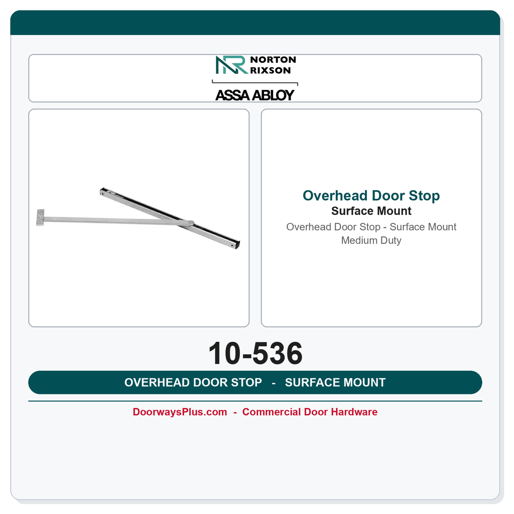Rixson 10-536 Overhead Door Stop – Surface Mount Medium Duty