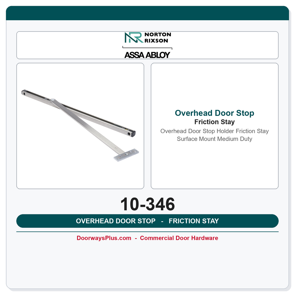 Rixson 10-346 Overhead Door Stop Holder Friction Stay Surface Mount Medium Duty