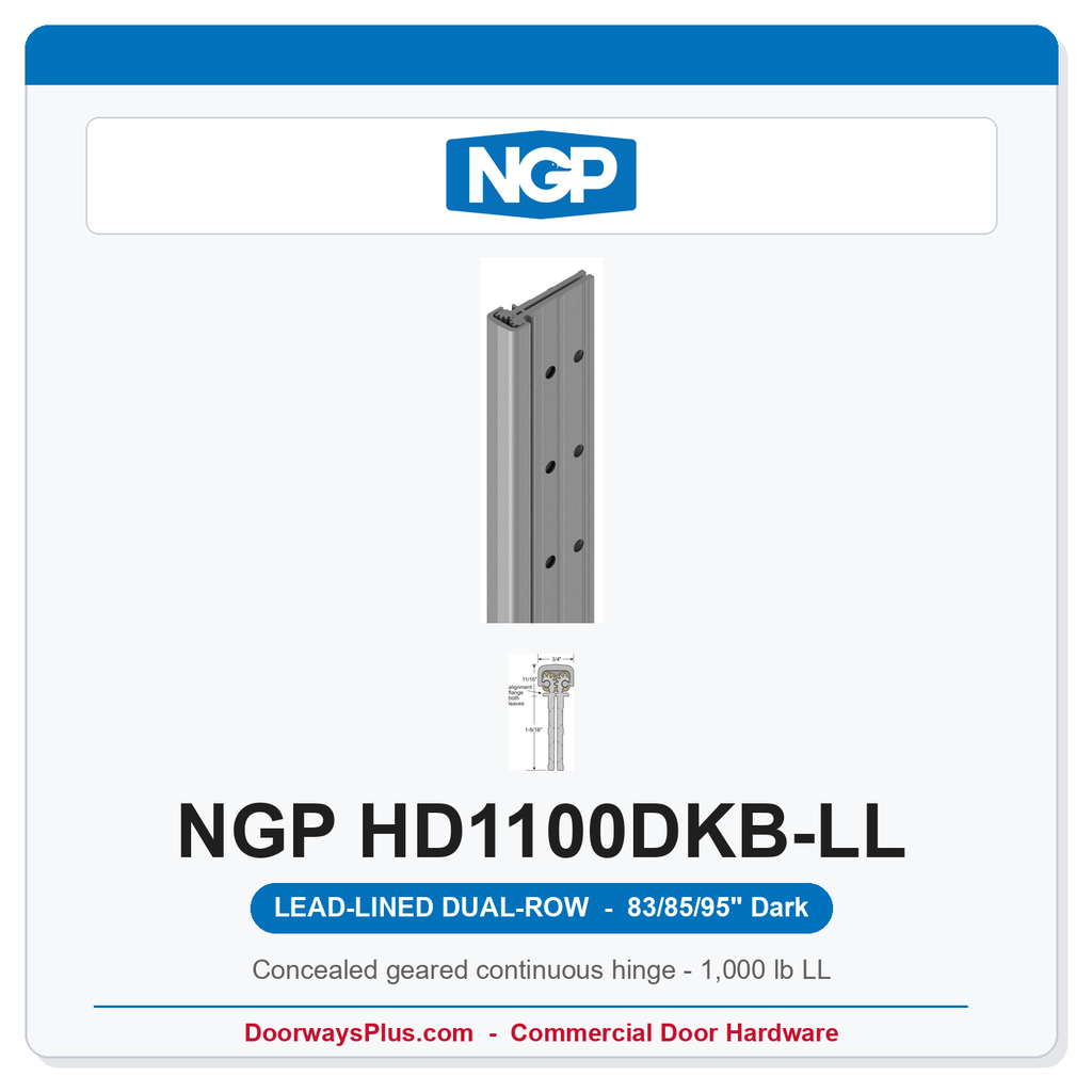 NGP HD1100DKB-LL Concealed Geared Continuous Hinge Lead-Lined Dual-Row 83/85/95" Dark Bronze Anodized | National Guard