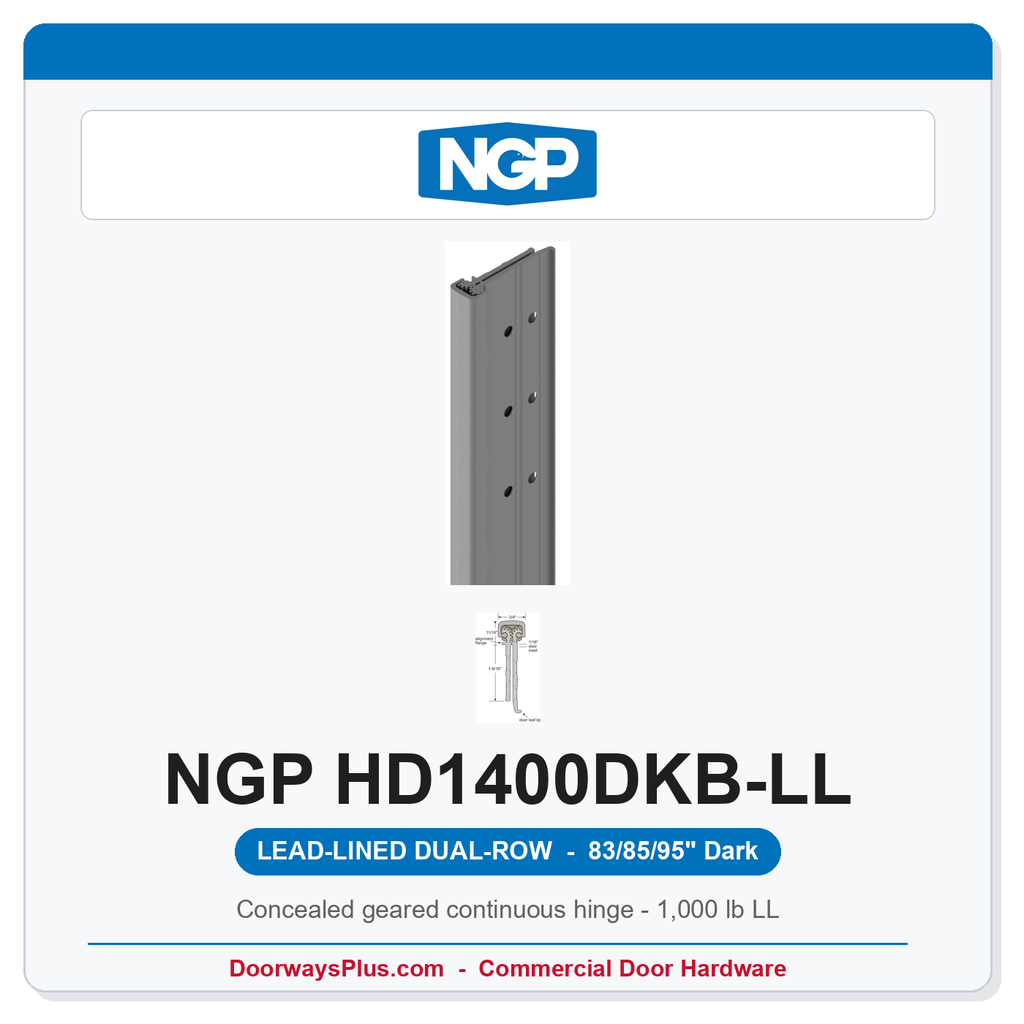 NGP HD1400DKB-LL Concealed Geared Continuous Hinge Lead-Lined Dual-Row 83/85/95" Dark Bronze Anodized | National Guard