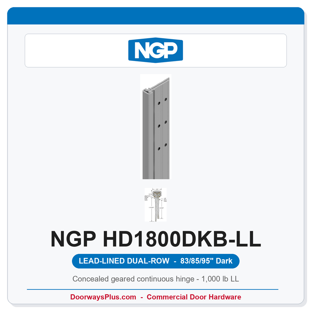 NGP HD1800DKB-LL Concealed Geared Continuous Hinge Lead-Lined Dual-Row 83/85/95" Dark Bronze Anodized | National Guard