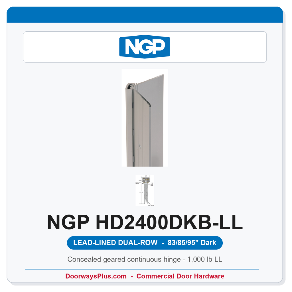 NGP HD2400DKB-LL Concealed Geared Continuous Hinge Lead-Lined Dual-Row 83/85/95" Dark Bronze Anodized | National Guard