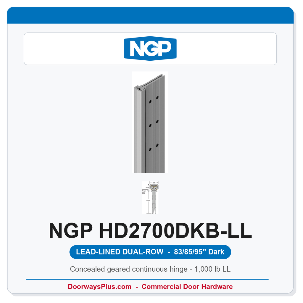NGP HD2700DKB-LL Concealed Geared Continuous Hinge Lead-Lined Dual-Row 83/85/95" Dark Bronze Anodized | National Guard