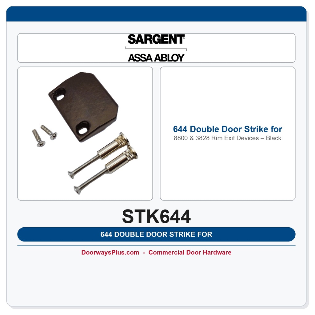 Sargent 644 Double Door Strike for 8800 & 3828 Rim Exit Devices – Black