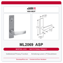 Corbin Russwin ML2069 ASP Institutional Privacy Mortise Lockset | Grade 1 Commercial