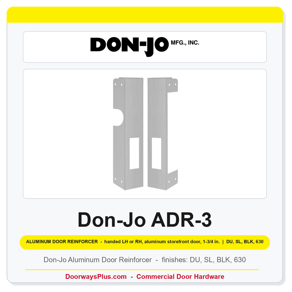 Don-Jo ADR-3 Aluminum Door Reinforcer | 2" x 10.5" | Handed LH / RH