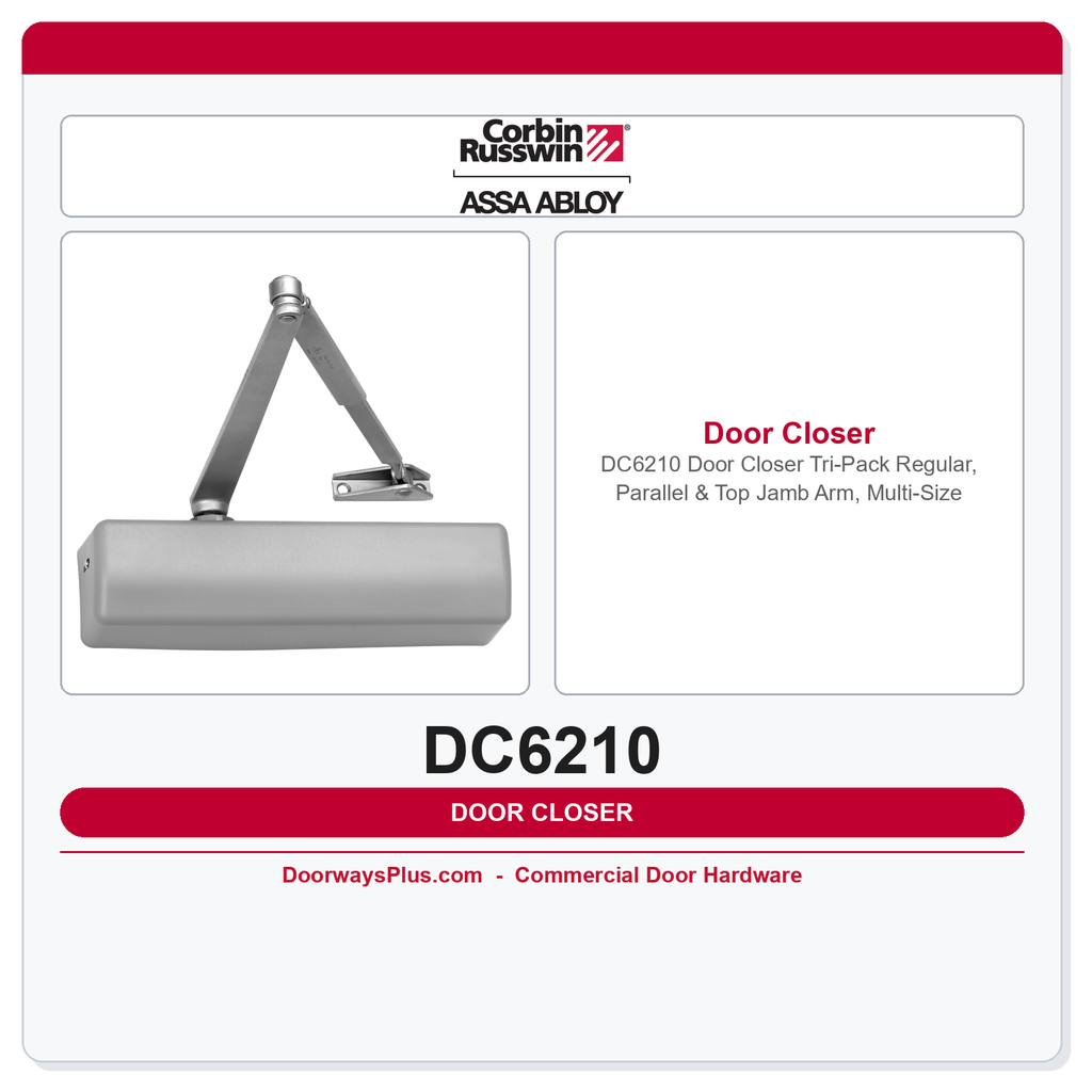 Corbin Russwin DC6210 Door Closer Tri-Pack — Regular, Parallel & Top Jamb Arm, Multi-Size
