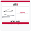 Corbin Russwin DC6210-A5 Heavy Duty Parallel Arm Hold Open Door Closer, Multi-Size 1–6