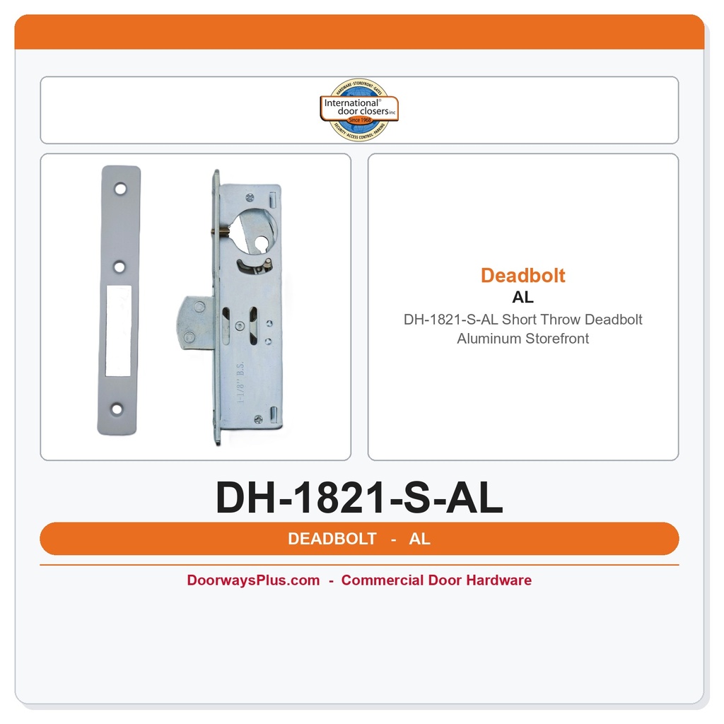 International Door Closer DH-1821-S-AL Short Throw Deadbolt – Aluminum Storefront