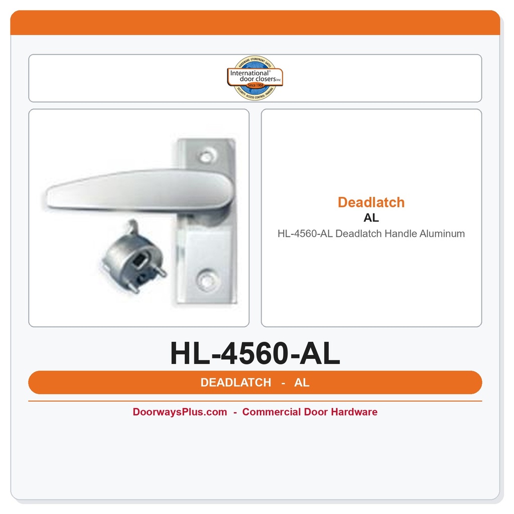 International Door Closer HL-4560-AL Deadlatch Handle – Aluminum