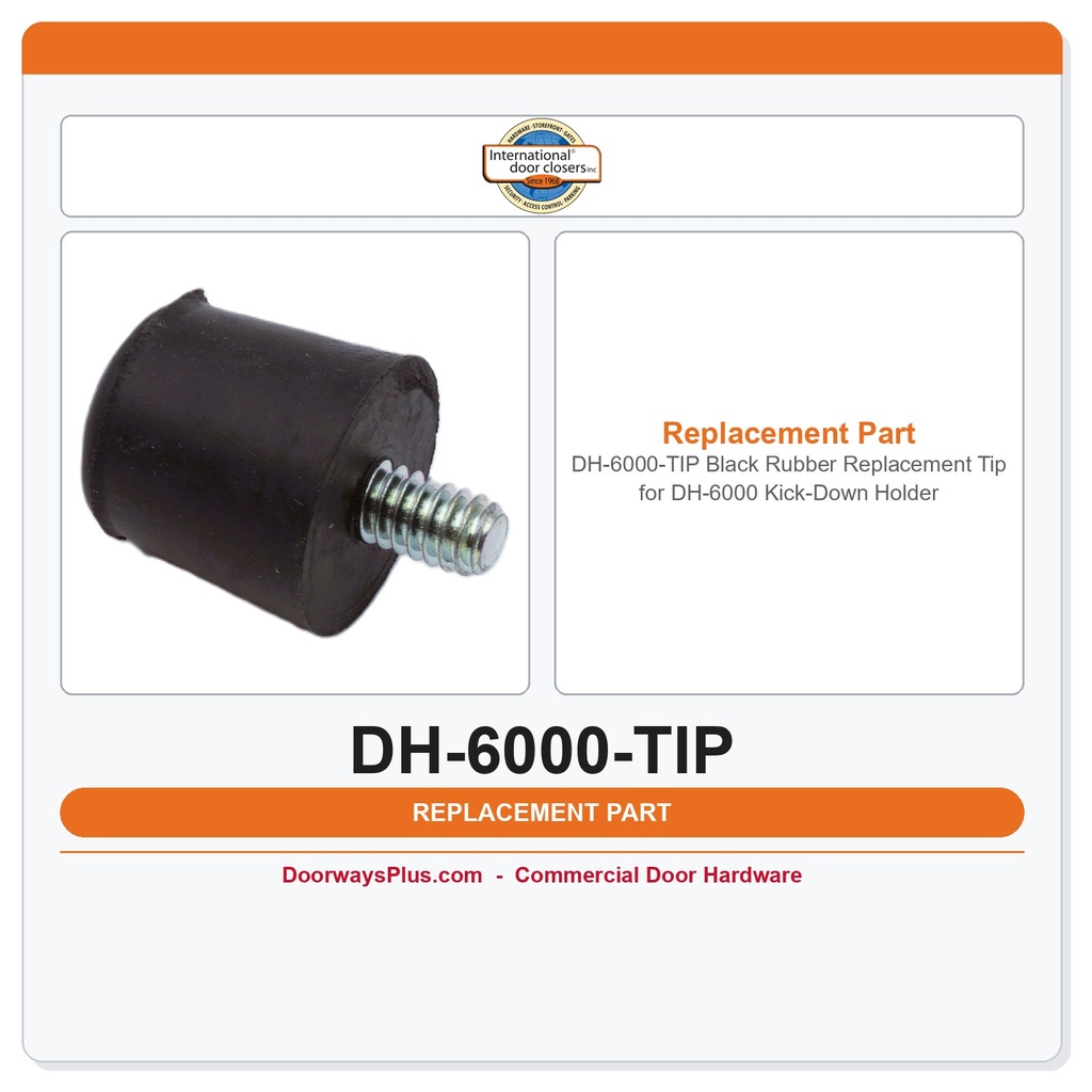 International Door Closers DH-6000-TIP Black Rubber Replacement Tip for DH-6000 Kick-Down Holder