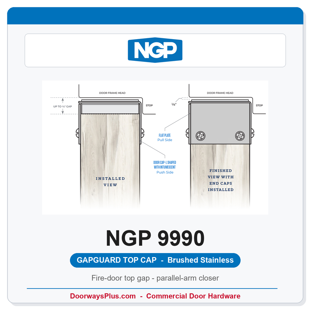 NGP 9990 GapGuard Fire Door Top Gap Solution - Brushed Stainless | National Guard