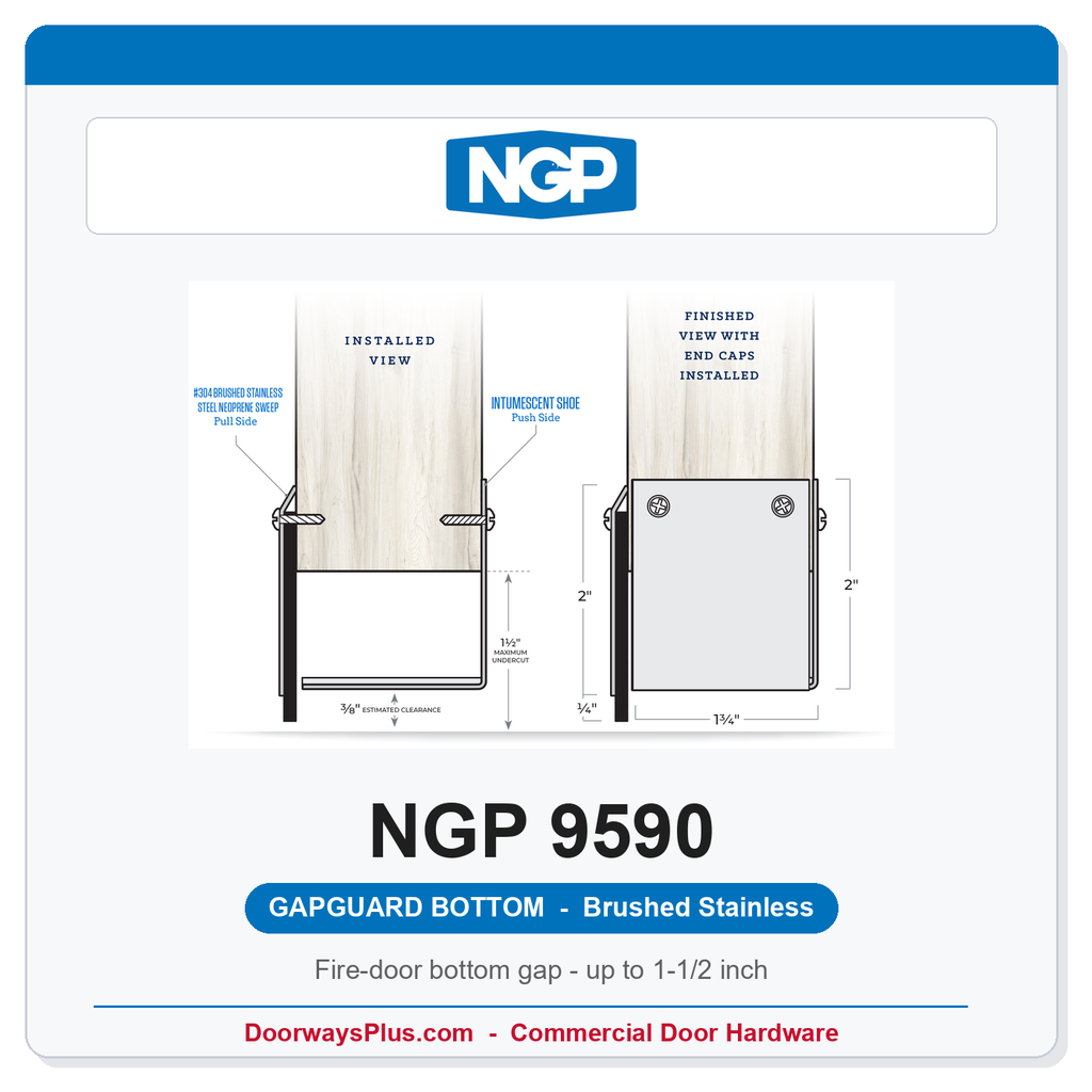 NGP 9590 GapGuard Fire Door Bottom Gap Solution - Brushed Stainless | National Guard