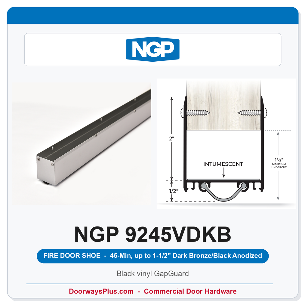 NGP 9245VDKB GapGuard 45-Min Fire Door Shoe - Dark Bronze/Black Anodized | National Guard
