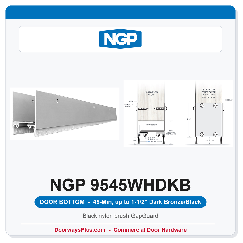 NGP 9545WHDKB GapGuard 45-Min Door Bottom - Dark Bronze/Black | National Guard