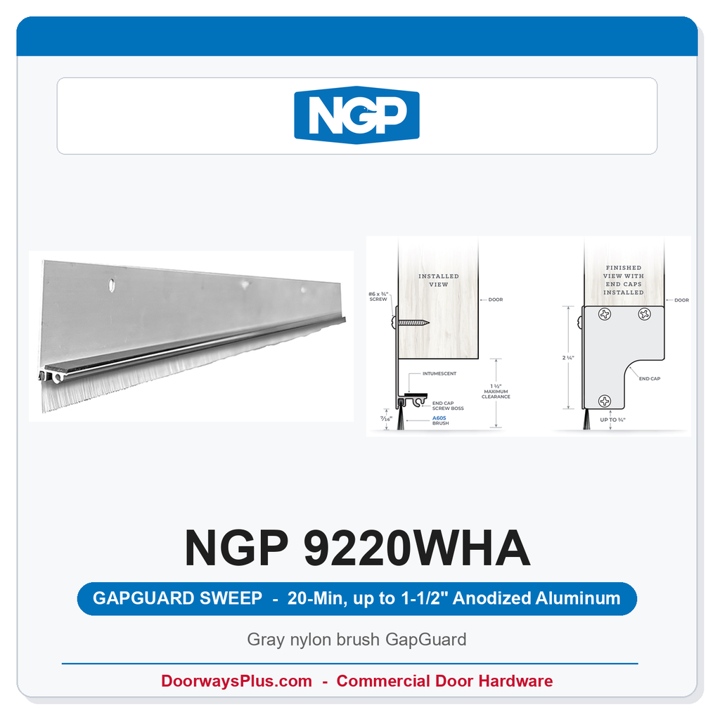 NGP 9220WHA GapGuard 20-Min Door Sweep - Anodized Aluminum | National Guard