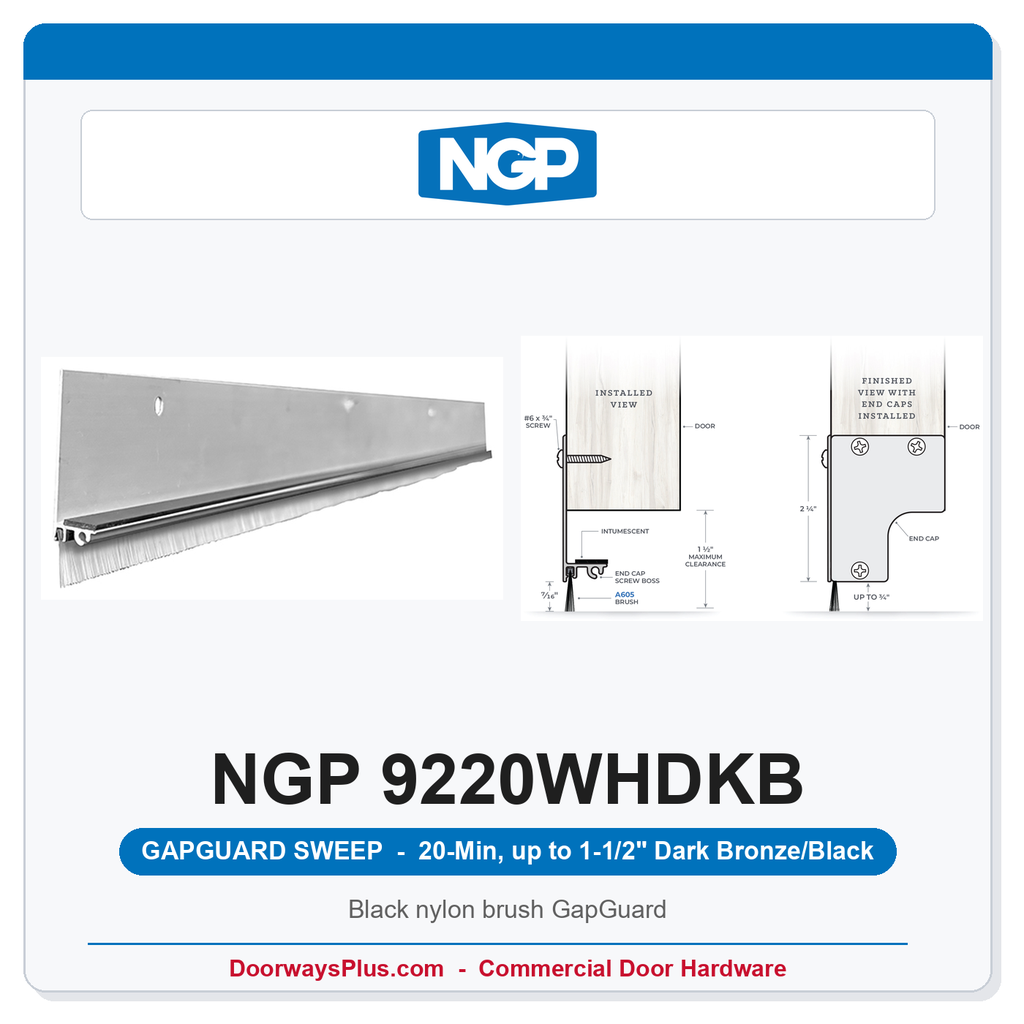 NGP 9220WHDKB GapGuard 20-Min Door Sweep - Dark Bronze/Black | National Guard
