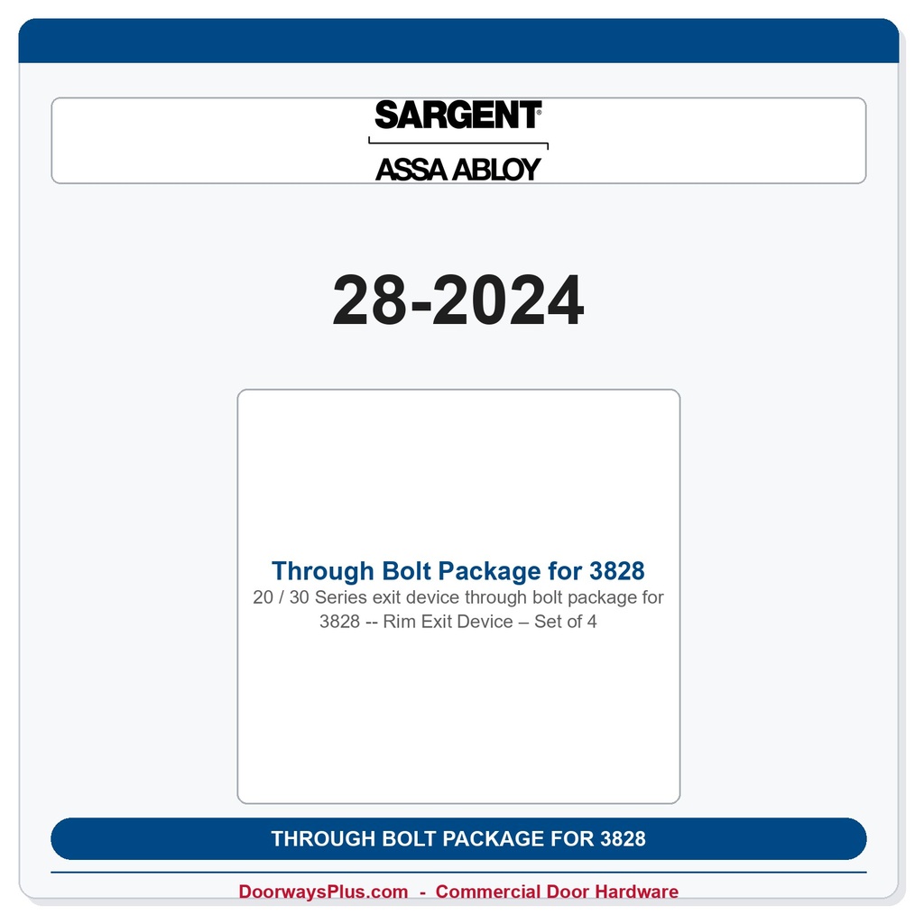 Sargent 28-2024 Through Bolt Package for 3828 Rim Exit Device – Set of 4