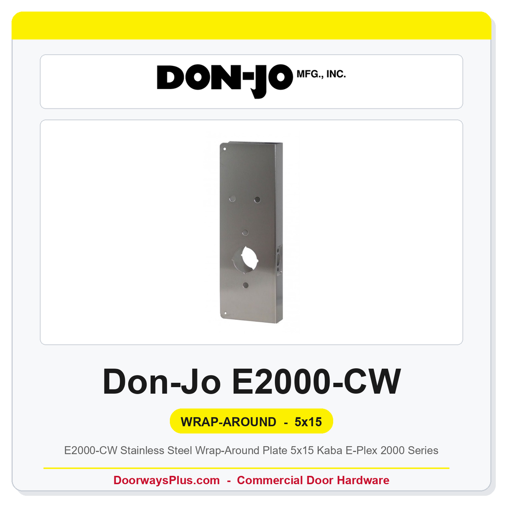 Don-Jo E2000-CW Stainless Steel Wrap-Around Plate 5x15 | Kaba E-Plex 2000 Series