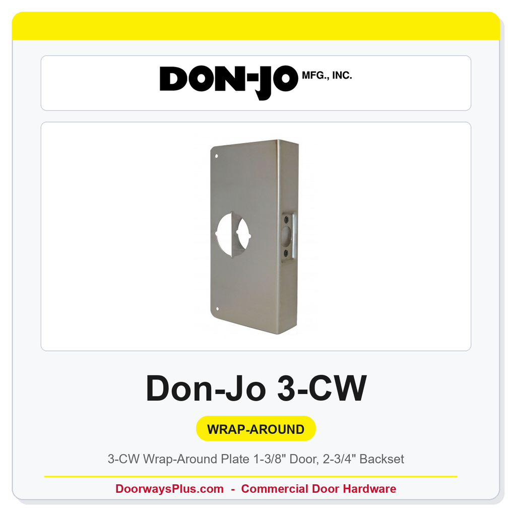 Don-Jo 3-CW Wrap-Around Plate | 1-3/8" Door, 2-3/4" Backset