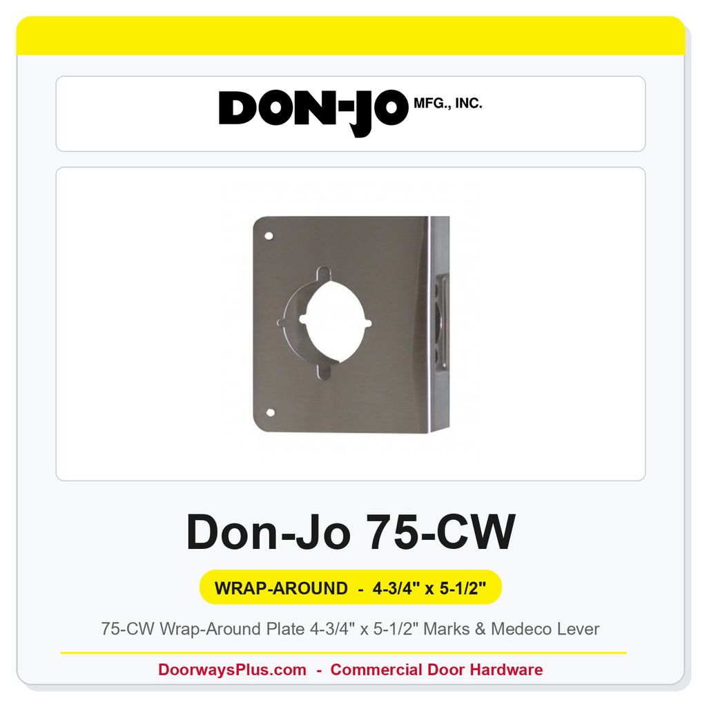 Don-Jo 75-CW Wrap-Around Plate | 4-3/4" x 5-1/2" | Marks & Medeco Lever