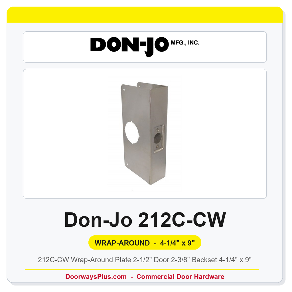 Don-Jo 212C-CW Wrap-Around Plate | 2-1/2" Door | 2-3/8" Backset | 4-1/4" x 9"