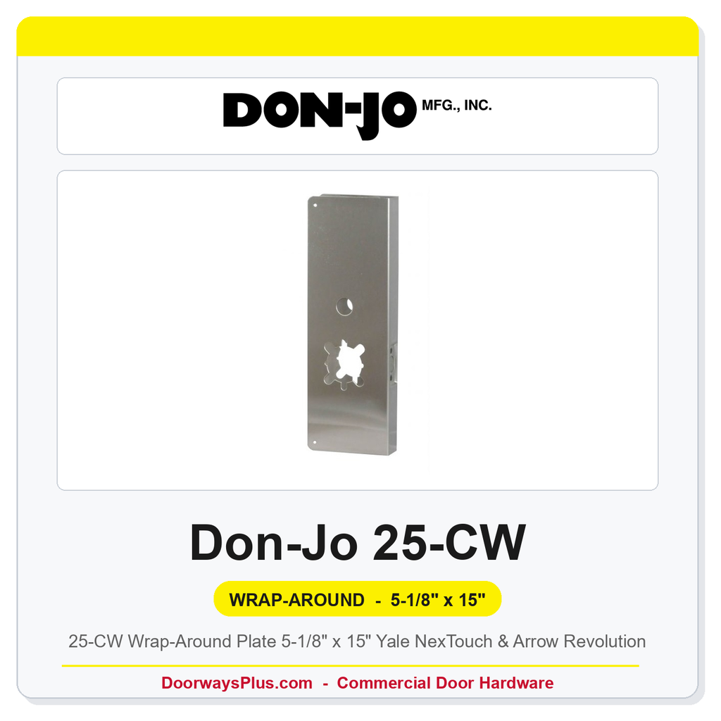 Don-Jo 25-CW Wrap-Around Plate | 5-1/8" x 15" | Yale NexTouch & Arrow Revolution
