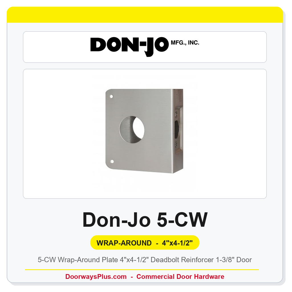 Don-Jo 5-CW Wrap-Around Plate | 4"x4-1/2" Deadbolt Reinforcer 1-3/8" Door