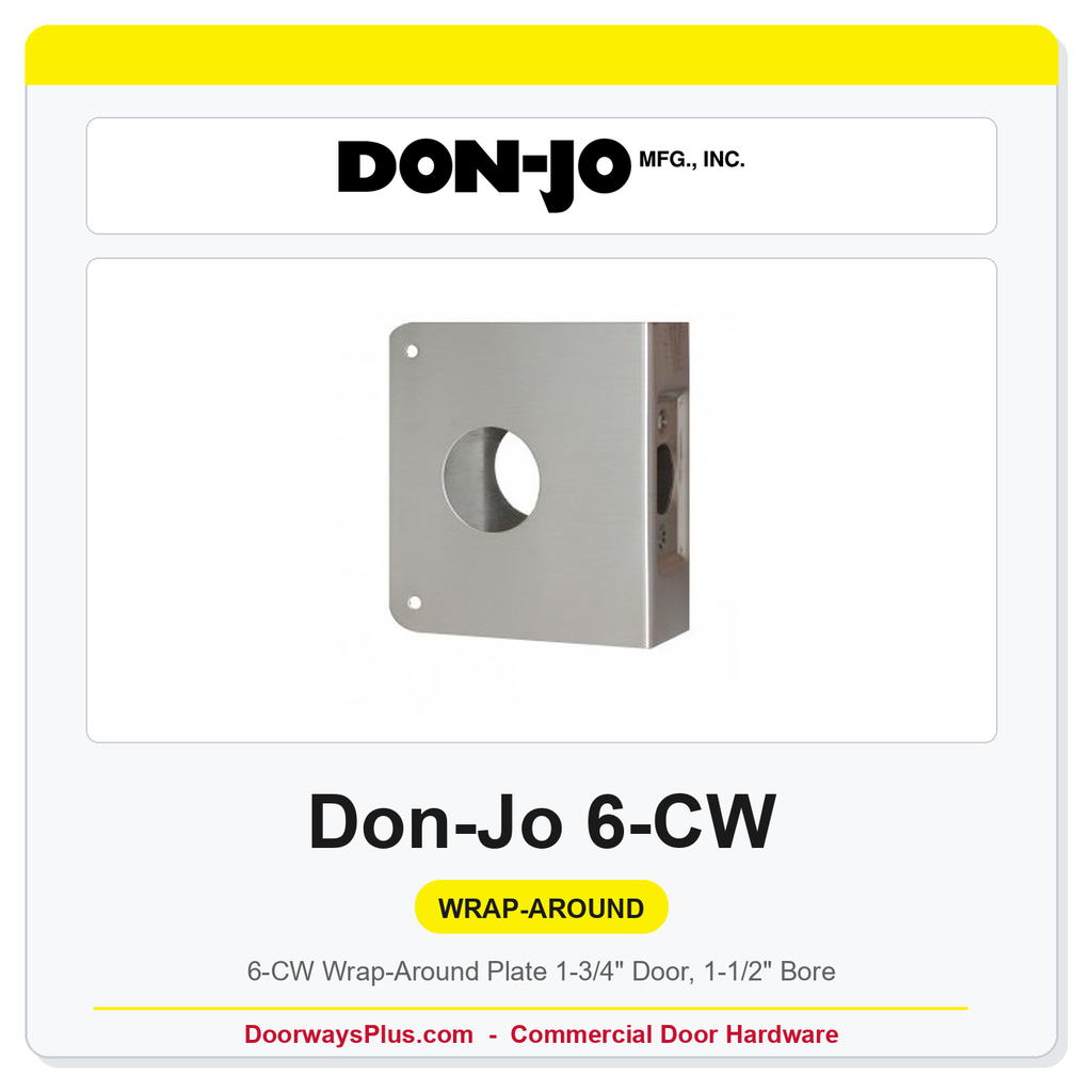 Don-Jo 6-CW Wrap-Around Plate | 1-3/4" Door, 1-1/2" Bore