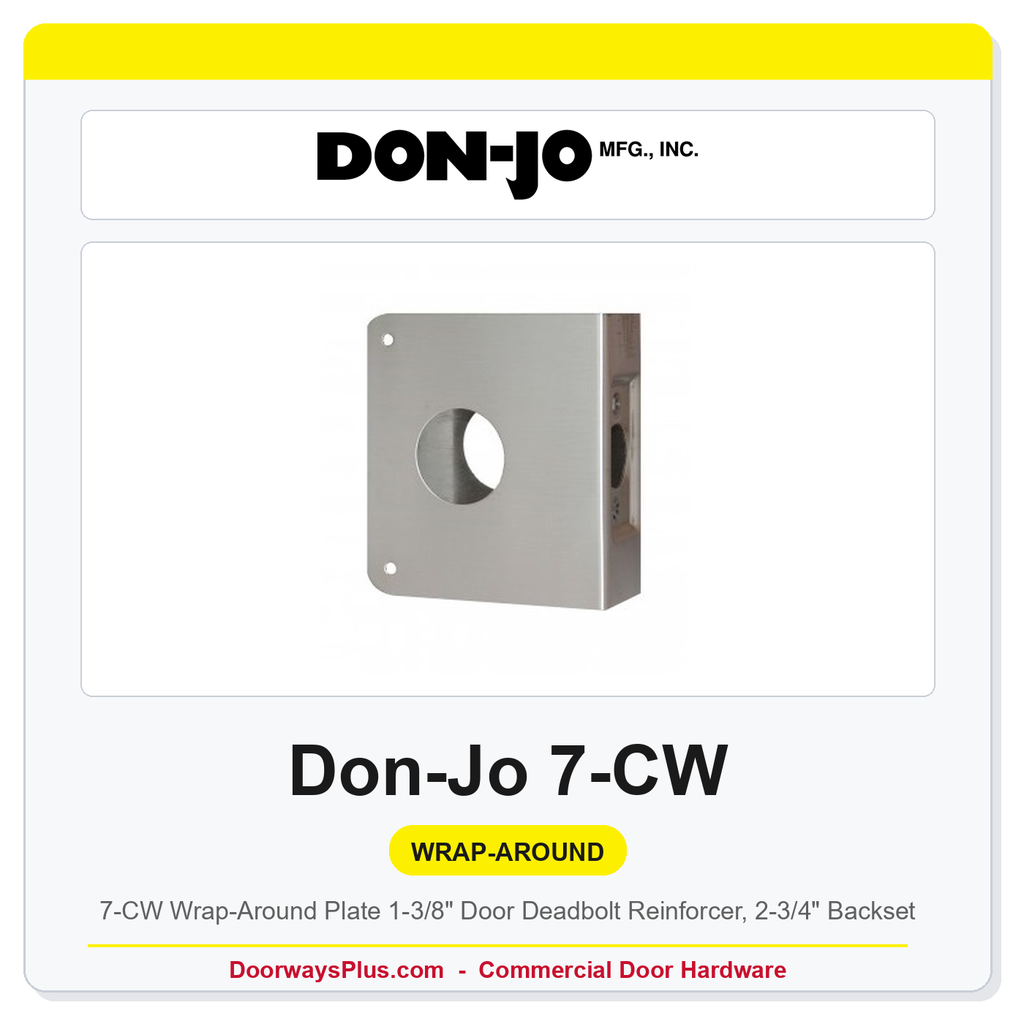 Don-Jo 7-CW Wrap-Around Plate | 1-3/8" Door Deadbolt Reinforcer, 2-3/4" Backset
