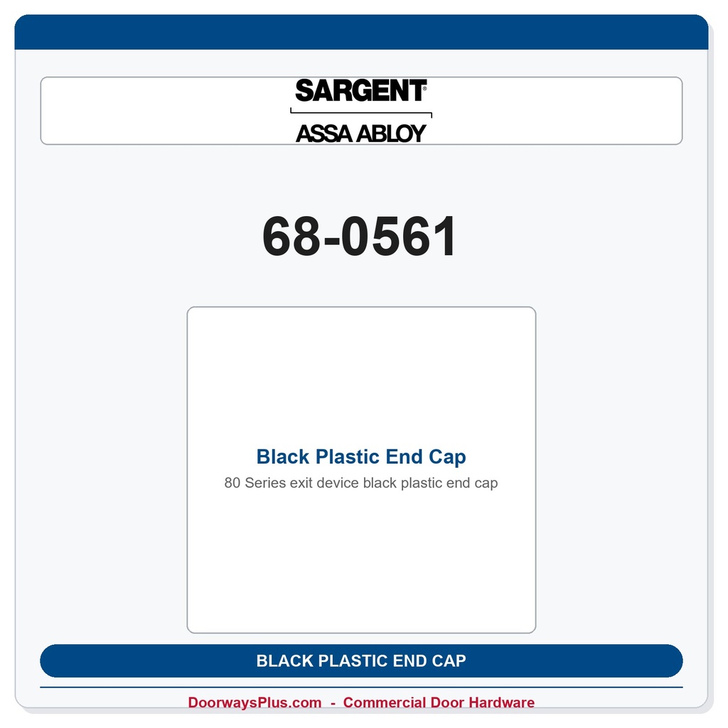 Sargent 68-0561 Black Plastic End Cap | 80 Series Exit Device