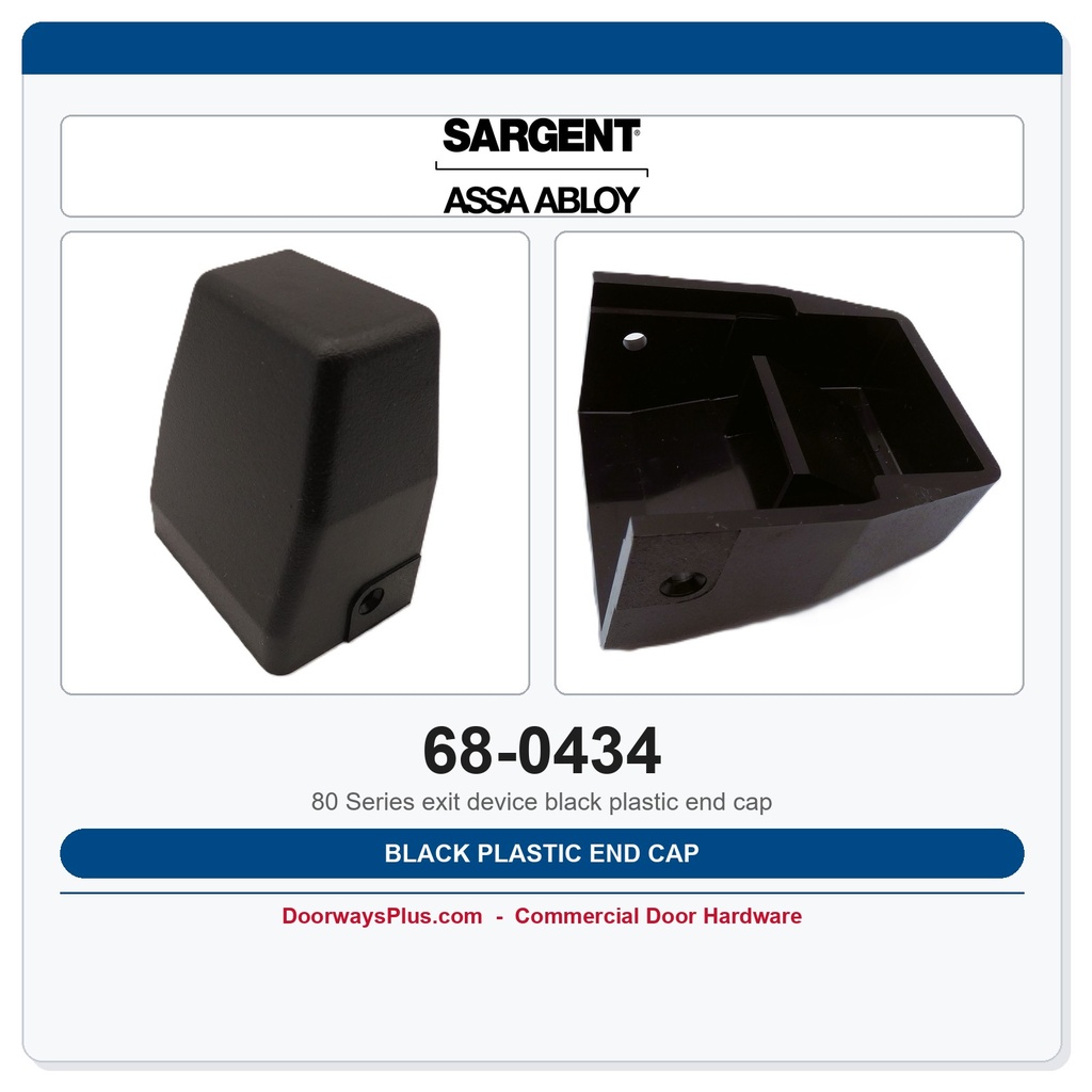 Sargent 68-0434 Black Plastic End Cap | 20 Series Exit Device Part