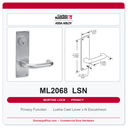 Corbin Russwin ML2068 LSN Privacy or Apartment Mortise Lockset | Grade 1 Commercial