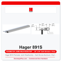 Hager 891S Perimeter Jamb Weatherstrip – Dark Bronze Aluminum, Vinyl Insert, 3'0x7'0