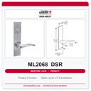 Corbin Russwin ML2068 DSR Privacy or Apartment Mortise Lockset | Grade 1 Commercial