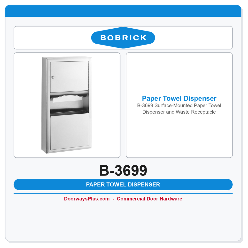 Bobrick B-3699 Surface-Mounted Paper Towel Dispenser and Waste Receptacle