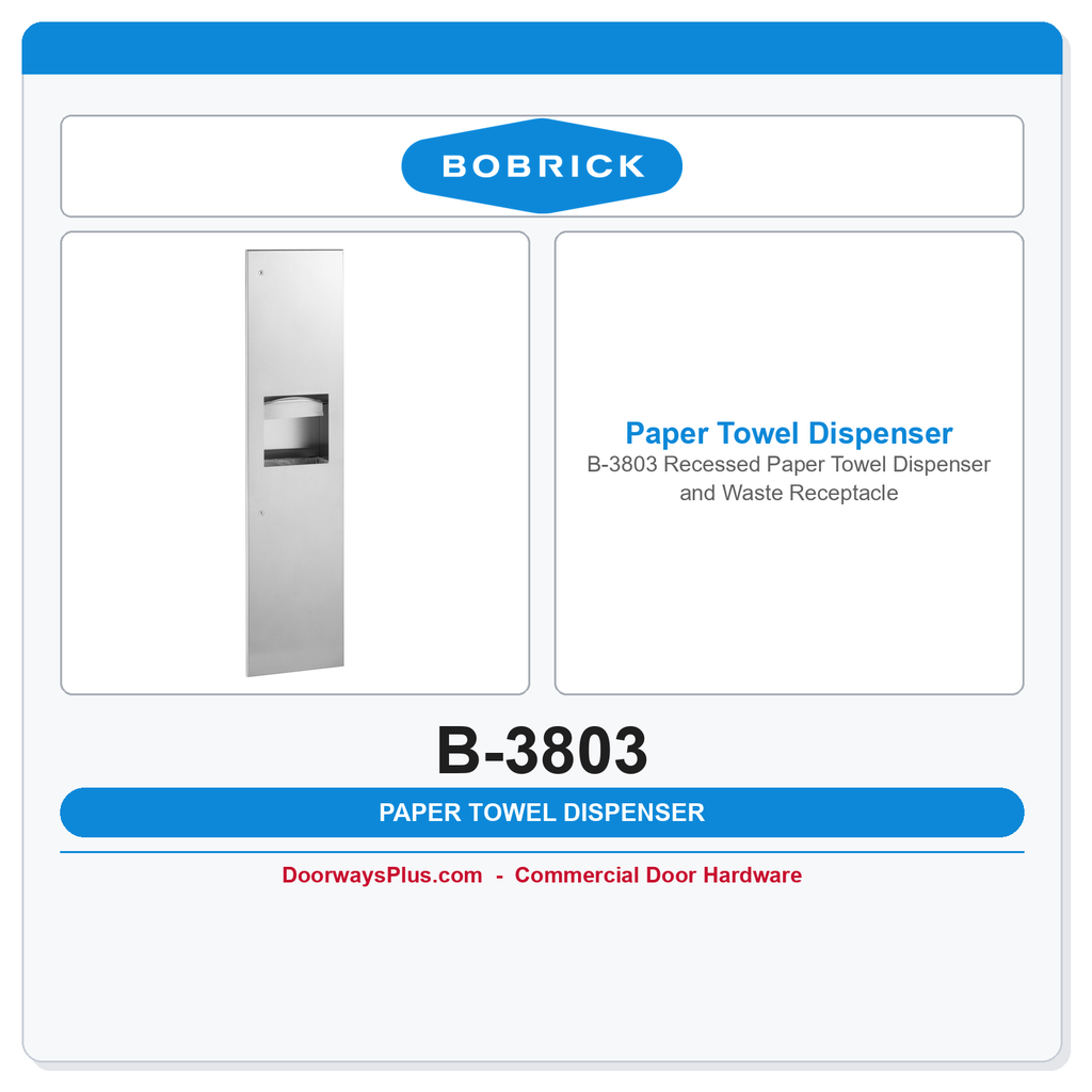 Bobrick B-3803 Recessed Paper Towel Dispenser and Waste Receptacle