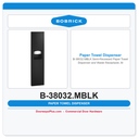 Bobrick B-38032.MBLK Semi-Recessed Paper Towel Dispenser and Waste Receptacle, Matte Black