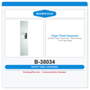 Bobrick B-38034 Paper Towel Disp., Waste Recep., 3-3/4" Wall Depth