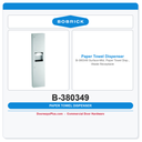 Bobrick B-380349 Surface-Mtd. Paper Towel Disp., Waste Receptacle