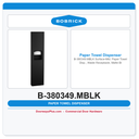 Bobrick B-380349.MBLK Surface-Mtd. Paper Towel Disp., Waste Receptacle, Matte Black