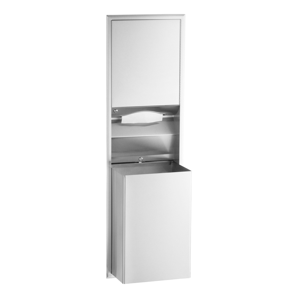 Bobrick B-3947 Convertible Paper Towel Disp./Waste Receptacle for 4" Wall-18-Gal.