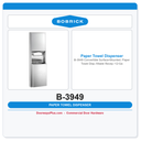 Bobrick B-3949 Convertible Surface-Mounted. Paper Towel Disp./Waste Recep.-12-Gal.