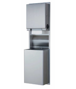 Bobrick B-3961 Convertible Paper Towel Disp./Waste Receptacle for 4" Wall-12-Gal.