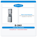 Bobrick B-3961 Convertible Paper Towel Disp./Waste Receptacle for 4" Wall-12-Gal.