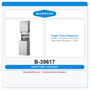 Bobrick B-39617 Convertible Paper Towel Disp./Waste Receptacle – 18-Gal.