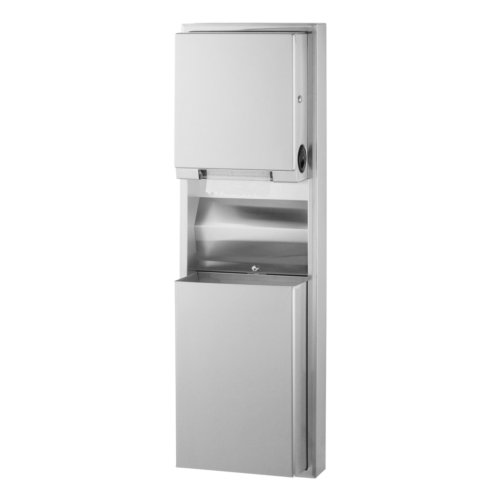 Bobrick B-39619 Convertible Surf.-Mtd. Roll Paper Towel Disp./Waste Recp. – 12-Gal.