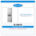 Bobrick B-39619 Convertible Surf.-Mtd. Roll Paper Towel Disp./Waste Recp. – 12-Gal.