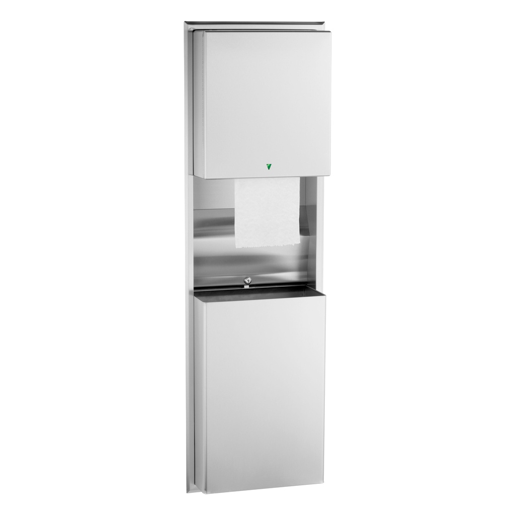Bobrick B-3974 Recessed Automatic Universal Roll Paper Towel Dispenser / Waste Receptacle-12-Gal.